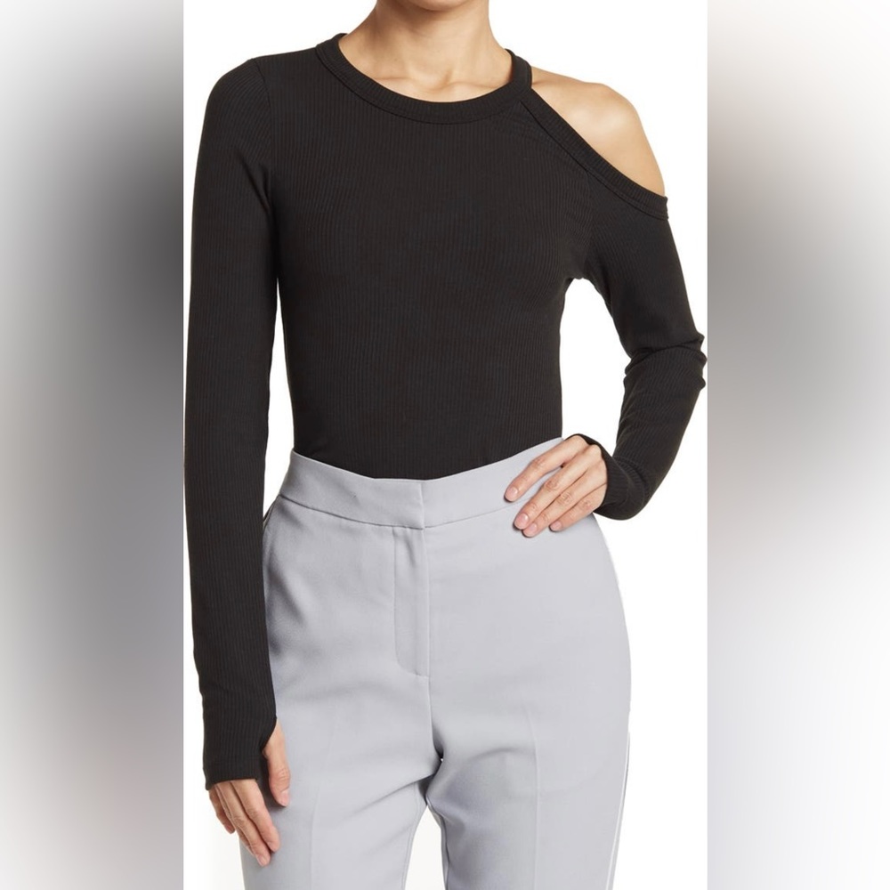 Renee C Rib Cutout Long Sleeve Tee